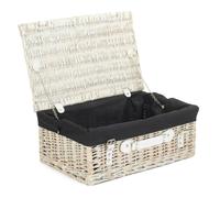 Red Hamper 45cm White Wash Willow Wicker Picnic Basket - Black
