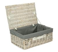 Red Hamper 45cm White Wash Willow Wicker Picnic Basket - Grey