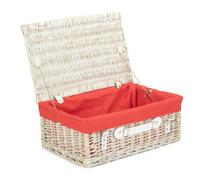 Red Hamper 45cm White Wash Willow Wicker Picnic Basket - Red