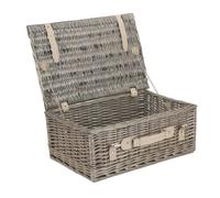 Red Hamper 46cm Antique Wash Wicker Picnic Basket with Cotton Lining - Antique Wash