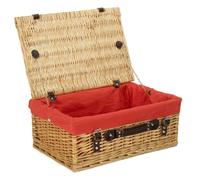 Red Hamper 46cm Buff Willow Wicker Picnic Basket - Red