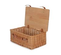 Red Hamper 46Cm Double Steamed Empty Picnic Basket With Pinewood Lid