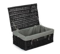 Red Hamper 46cm Empty Black Willow Picnic Basket With Grey Lining Red Hamper Black