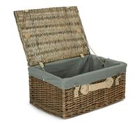 Red Hamper 51cm Antique Wash Wicker Picnic Basket with Cotton Lining - Grey - Wicker - 1