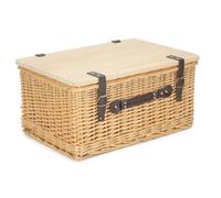 Red Hamper 51Cm Buff Willow Empty Picnic Basket With Pinewood Lid