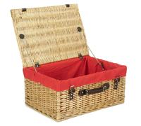 Red Hamper EH007R Wicker 51cm Buff Picnic Basket with Red Lining