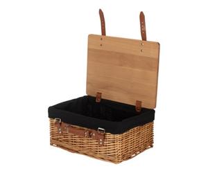 Red Hamper 51Cm Double Steamed Black Lined Willow Empty Picnic Basket With Pinewood Lid