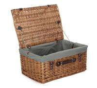 Red Hamper 51cm Double Steamed Willow Wicker Picnic Basket - Grey - Wicker - 1