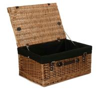 Red Hamper 51cm Double Steamed Willow Wicker Picnic Basket - Black