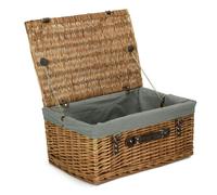 Red Hamper 51cm Double Steamed Willow Wicker Picnic Basket - Grey