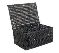 Red Hamper 51cm Empty Black Willow Picnic Basket With Cotton Lining - Black