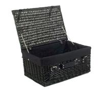 Wicker 51cm Empty Black Willow Picnic Basket with Cotton Lining Red Hamper Black One Size