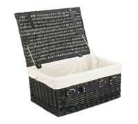 Wicker 51cm Empty Black Willow Picnic Basket with Cotton Lining Red Hamper White One Size