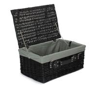 Red Hamper 51cm Empty Black Willow Picnic Basket With Grey Lining Red Hamper Black