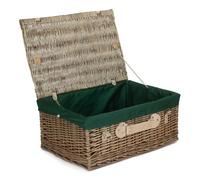 Red Hamper 55cm Antique Wash Hamper with Lining in Green Red Hamper Green