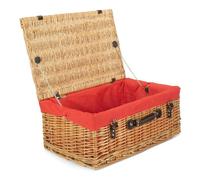 Red Hamper 55cm Buff Willow Wicker Picnic Basket - Red