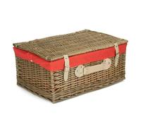 Red Hamper 56cm Antique Wash Willow Picnic Wicker Basket - Red