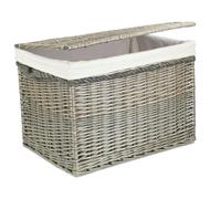 Wicker 58cm Lined Antique Wash Storage Basket Red Hamper White One Size