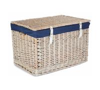 Red Hamper 60cm White Wash Chest Picnic Basket with Cotton Lining in Blue Red Hamper Blue