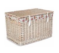 Red Hamper 60cm White Wash Chest Picnic Basket with Cotton Lining in Brown Red Hamper Brown