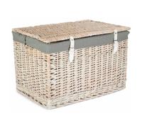 Red Hamper 60cm White Wash Chest Picnic Basket with Cotton Lining in Grey Red Hamper Grey