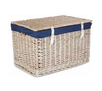 Red Hamper 60cm White Wash Chest Picnic Basket with Cotton Lining in Light Brown Red Hamper Light Brown