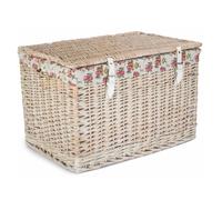 Red Hamper 60cm White Wash Chest Picnic Basket with Garden Rose Cotton Lining Red Hamper Multicolor
