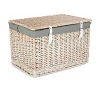 Red Hamper 60cm White Wash Chest Picnic Basket with Grey Cotton Lining Red Hamper Grey