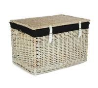 Red Hamper 60cm Whitewash Chest Wicker Storage Basket - Black