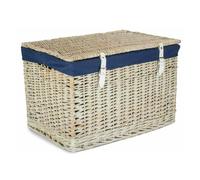 Red Hamper 60cm Whitewash Chest Wicker Storage Basket - Blue