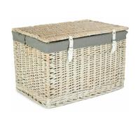 Red Hamper 60cm Whitewash Chest Wicker Storage Basket - Grey