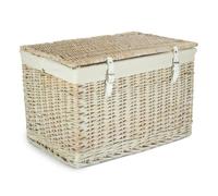 Red Hamper 60cm Whitewash Chest Wicker Storage Basket - White