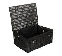 Red Hamper 67cm Black Wicker Rope Handled Black Cotton Lined Picnic Basket Red Hamper Black