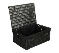 Red Hamper 67cm Black Wicker Rope Handled Picnic Basket - Black Cotton Lining
