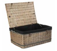 72cm Antique Wash Rope Handled Trunk Picnic Basket Red Hamper Black One Size