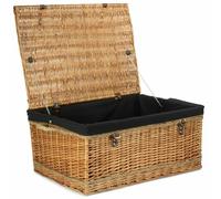 72cm Double Steamed Rope Handled Wicker Trunk Black Cotton Lining Red Hamper Black One Size