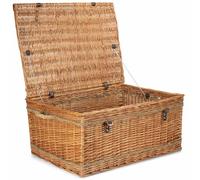 Red Hamper 72cm Double Steamed Rope Handled Wicker Trunk in Brown Red Hamper Brown