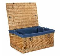 Red Hamper 72cm Double Steamed Rope Handled Wicker Trunk - Navy