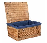 Red Hamper EH183N 72cm Double Steamed Rope Handled Wicker Trunk Navy Cotton Lining