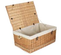 Red Hamper 72cm Rope Handled Cotton Lined Wicker Trunk in Natural Red Hamper Natural
