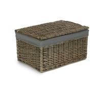 Antique Wash Cotton Lined Storage Basket Red Hamper Grey L