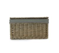 Red Hamper Antique Wash Cotton Lined Storage Basket - Grey - Wicker - 1