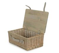 Red Hamper Antique Wash Empty Picnic Basket with Pinewood Lid - Large