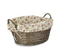 Red Hamper Antique Wash Finish Wicker Laundry Wash Basket with Garden Rose Lining