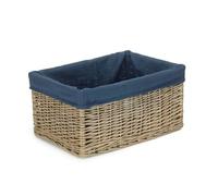 Red Hamper Antique Wash Navy Cotton Lined Willow Storage Basket - Medium