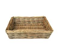 Red Hamper Antique Wash Rectangular Straight Sided Wicker Tray - Small