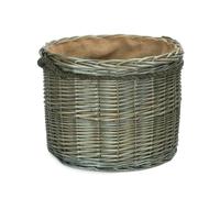 Red Hamper Antique Wash Round Wicker Log Basket - Brown - Medium