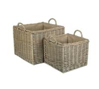 Red Hamper PT165L Cotton Lined Antique Wash Finish Wicker Tray, Wood