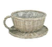 Red Hamper Antique Wash Tea Cup Wicker Planter