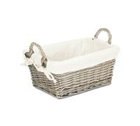 Red Hamper Antique Wash Wicker Handled Lined Storage Basket - Medium